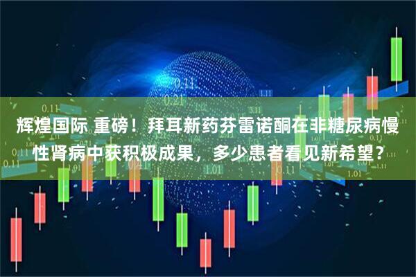 辉煌国际 重磅！拜耳新药芬雷诺酮在非糖尿病慢性肾病中获积极成果，多少患者看见新希望？