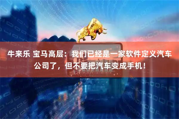 牛来乐 宝马高层：我们已经是一家软件定义汽车公司了，但不要把汽车变成手机！