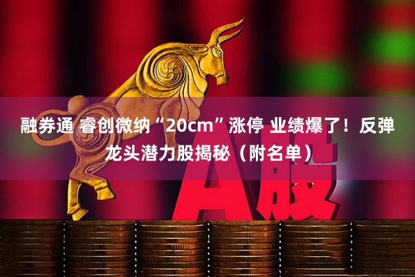 融券通 睿创微纳“20cm”涨停 业绩爆了！反弹龙头潜力股揭秘（附名单）